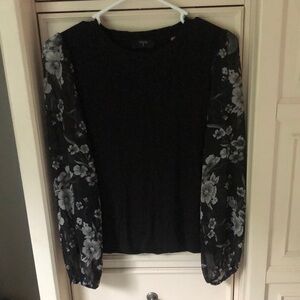 Sheer long sleeve black top